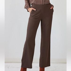 Brass The All Day Wide Leg 29" Inseam Pant in Venture Stretch Espresso S Nwt